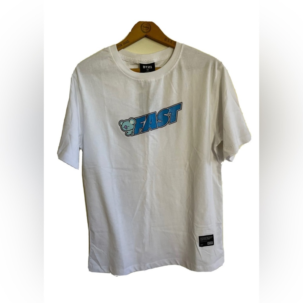 BT21 Koya Koala T-Shirt ‘FAST’ White NWT Sz MEDIUM Line Friends K-POP